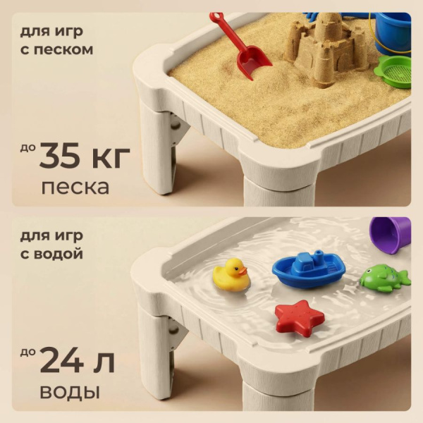 Песочница-стол UNIX Kids Table с крышкой 96х66 см бежевая