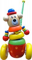 Игрушка-каталка деревянная Мишка в шляпе Woody