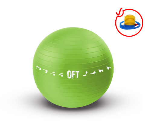 Мяч гимнастический 65 см зеленый с насосом