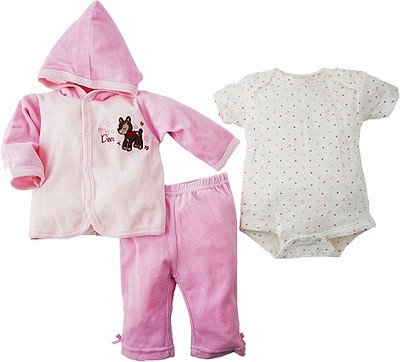 Комплект для девочки 3 предмета (велюр), 6-9 месяцев Bon Bebe