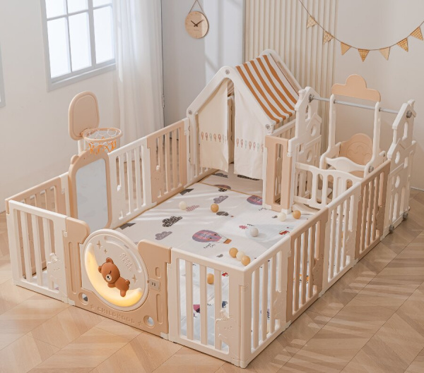 Манеж UNIX Kids DeLuxe House Camel, 180x200 см с домиком