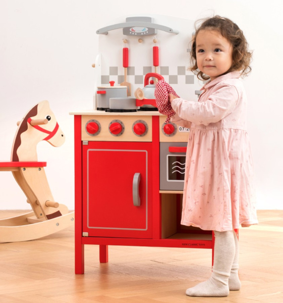 Игровой набор Кухня с микроволновкой красная New Classic Toys
