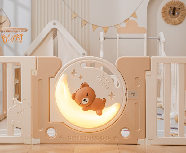 Манеж UNIX Kids DeLuxe House Camel, 180x200 см с домиком
