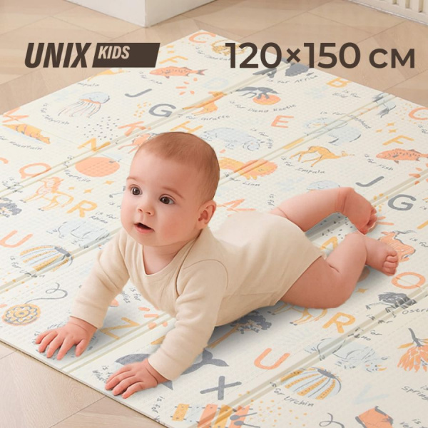 Игровой коврик складной UNIX Kids Learning 120x150 см бежевый