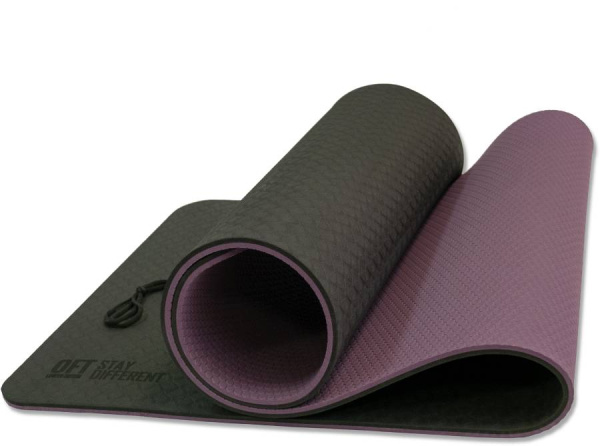 Коврик для йоги 183х61х1 см двухслойный TPE черно-фиолетовый Original Fit.Tools