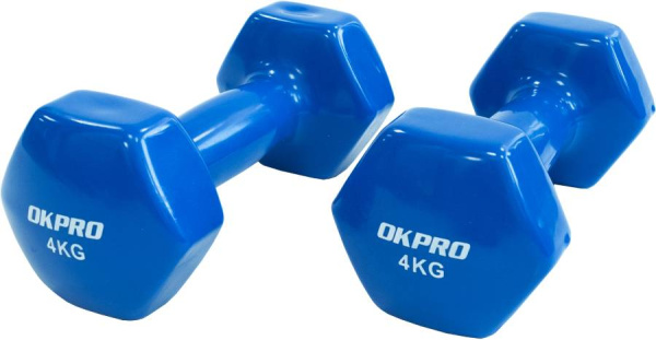 Гантель виниловая 4 кг для групповых программ OKPRO