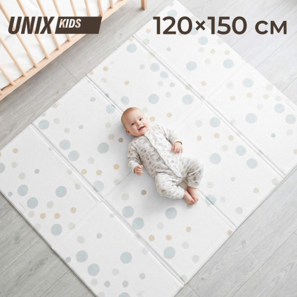 Игровой коврик складной UNIX Kids Circles Круги 120х150 см серый