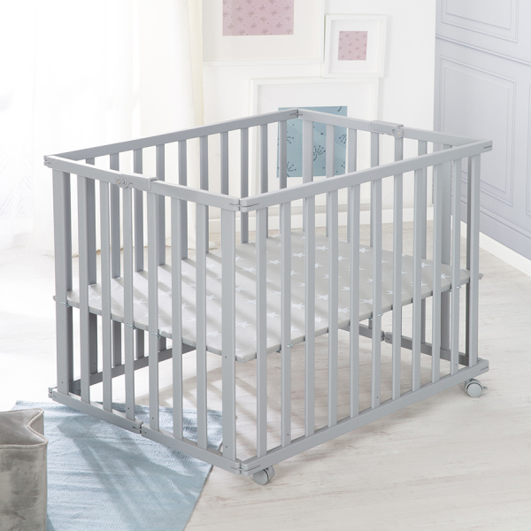 Детский складной манеж 74х100 см Foldable playpen серый Roba