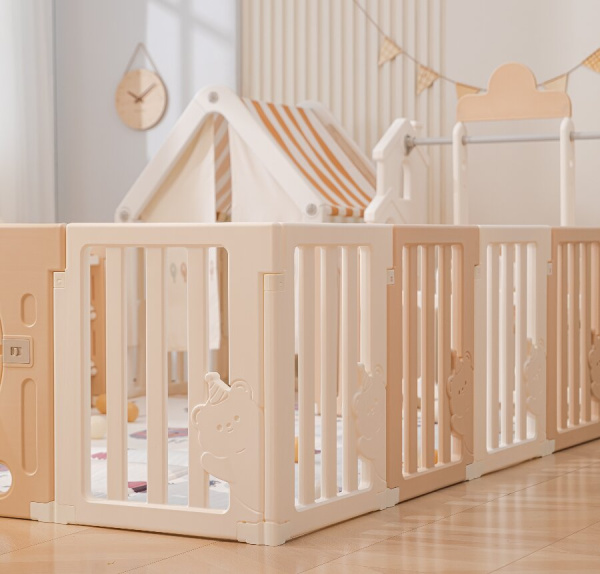 Манеж UNIX Kids DeLuxe House&Storage Camel 180x200 см с домиком и стеллажом