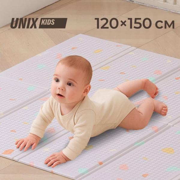 Игровой коврик складной UNIX Kids Simple 120x150 см серый