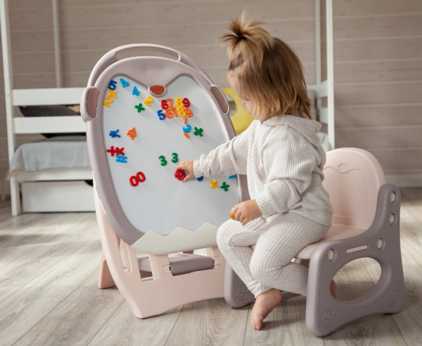 Развивающий детский мольберт UNIX Kids розовый