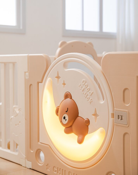 Манеж UNIX Kids DeLuxe House&Storage Camel 180x200 см с домиком и стеллажом