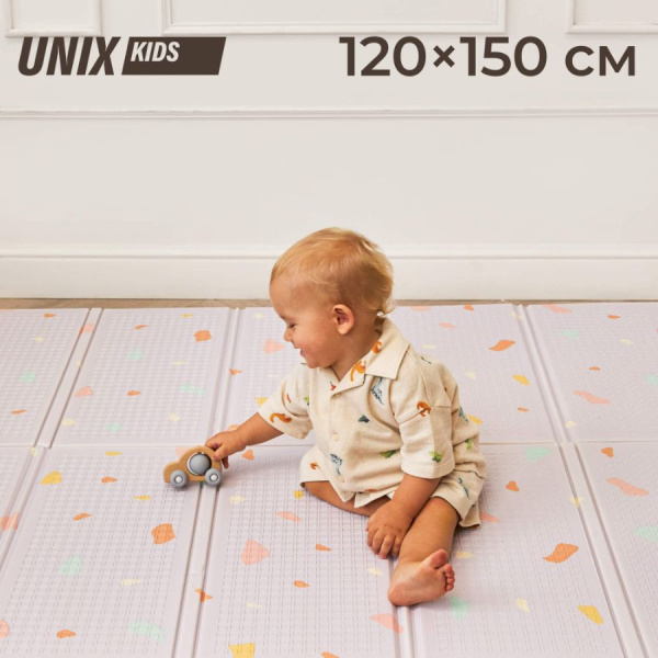 Игровой коврик складной UNIX Kids Simple 120x150 см серый