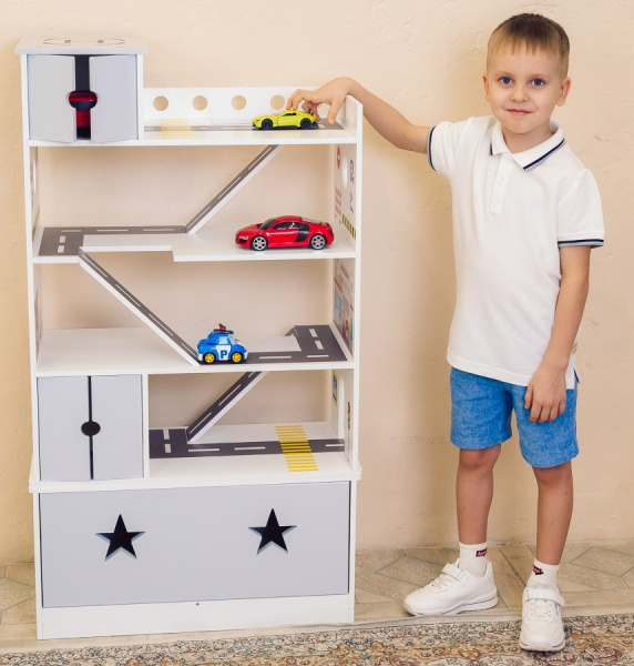 Автопарковка с вертолетной площадкой и ящиком серая PeMa kids